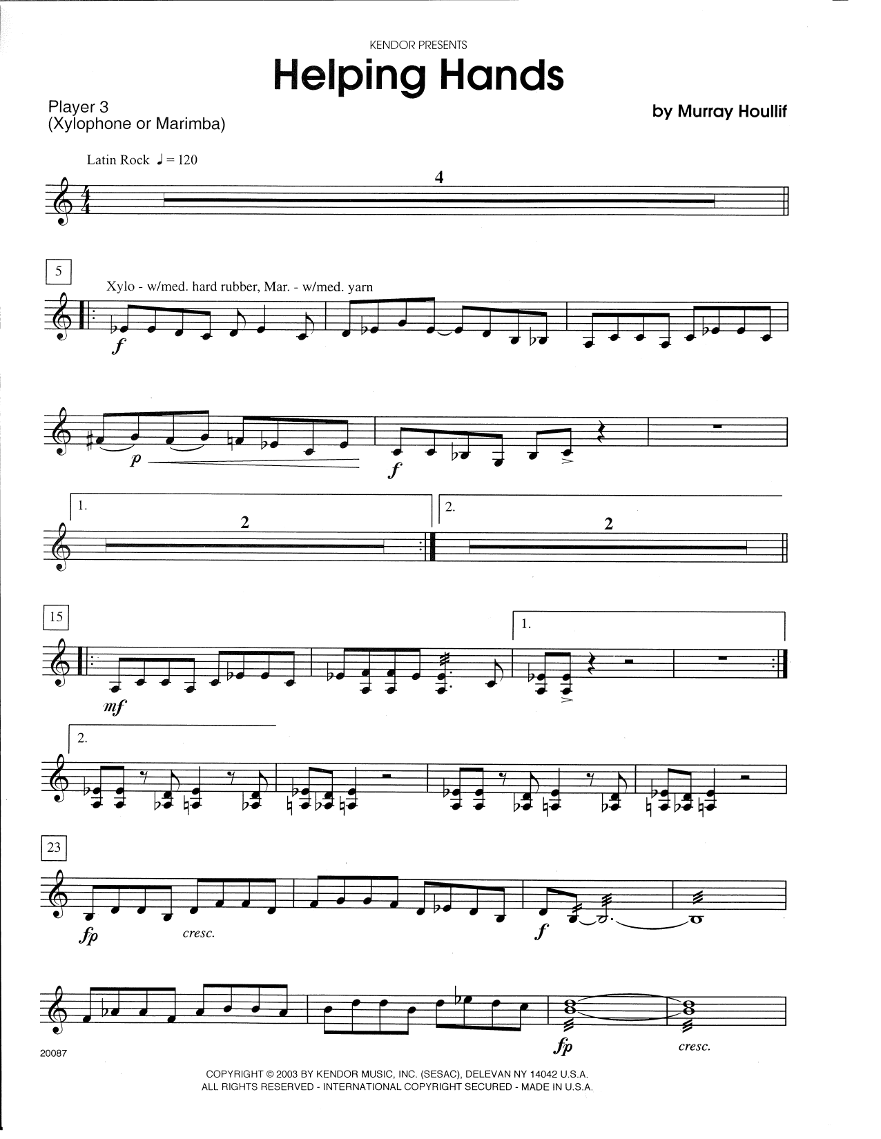Download Murray Houllif Helping Hands - Percussion 3 Sheet Music