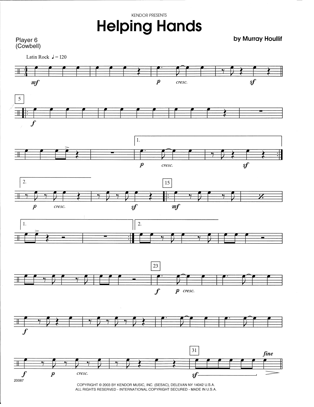 Download Murray Houllif Helping Hands - Percussion 6 Sheet Music