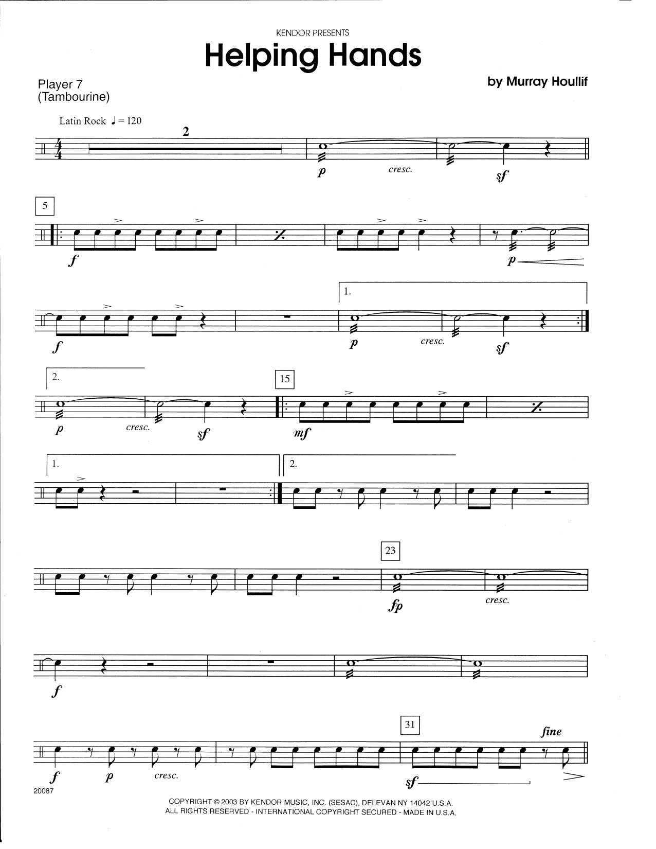 Download Murray Houllif Helping Hands - Percussion 7 Sheet Music