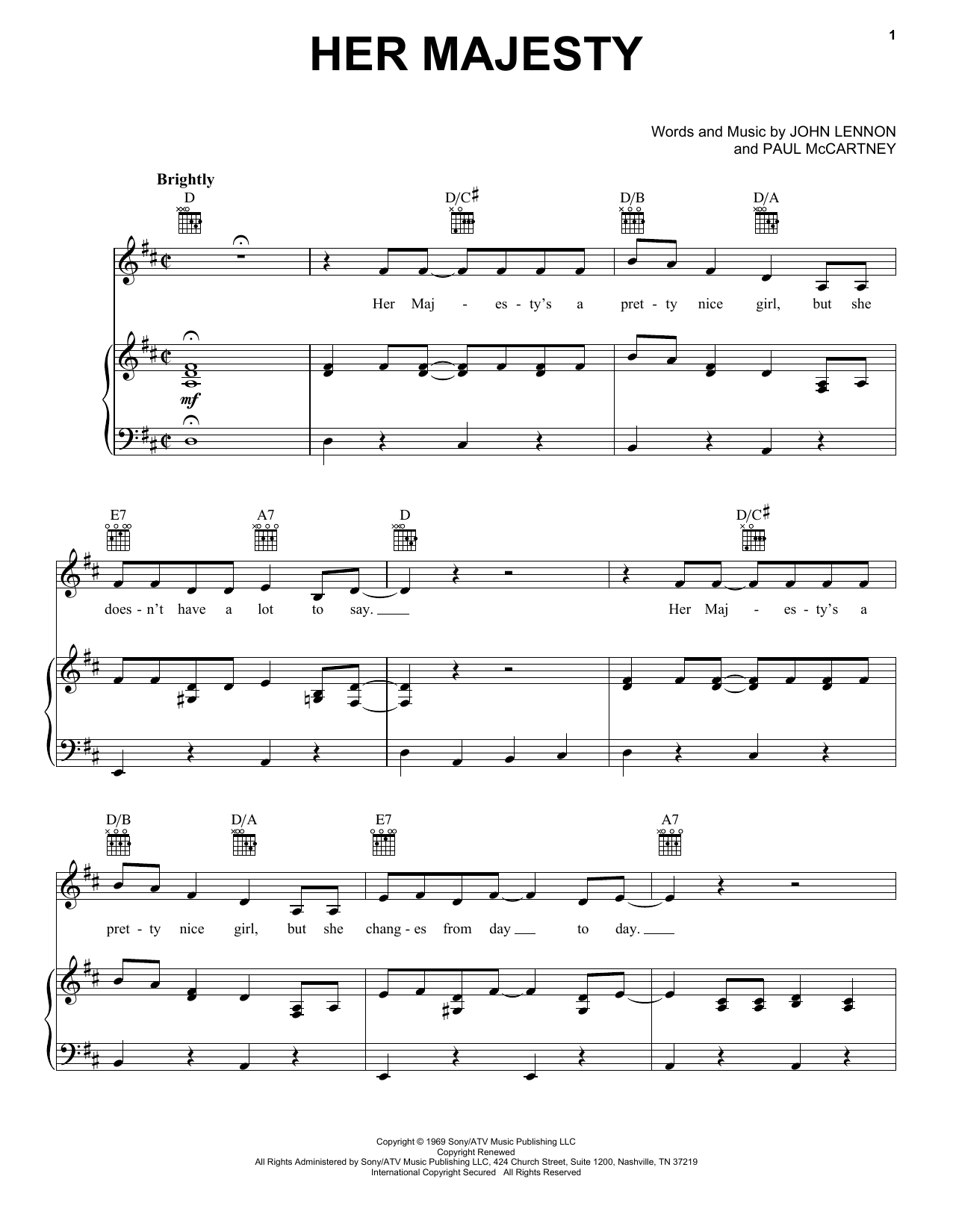 Download The Beatles Her Majesty Sheet Music