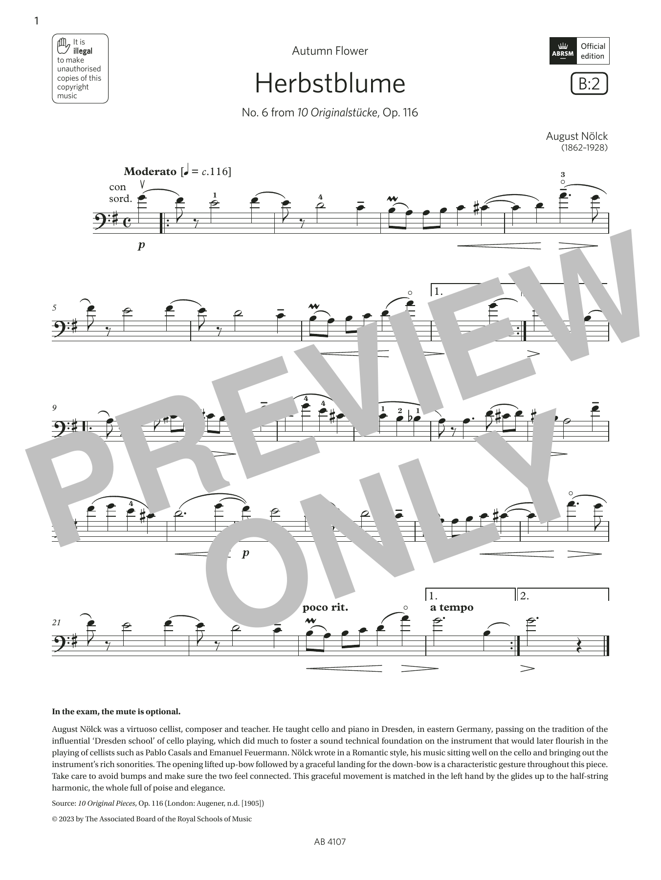 Download August Nölck Herbstblume (Grade 4, B2, from the ABRS Sheet Music