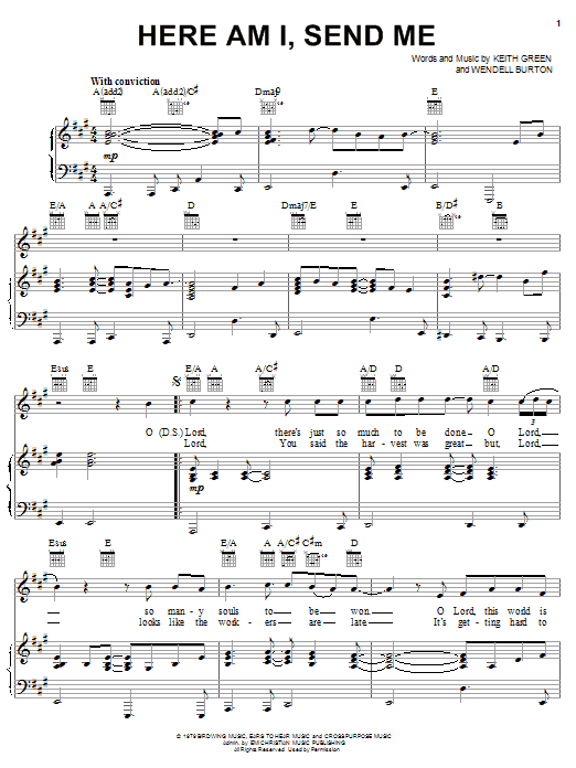 Download Keith Green Here Am I, Send Me Sheet Music