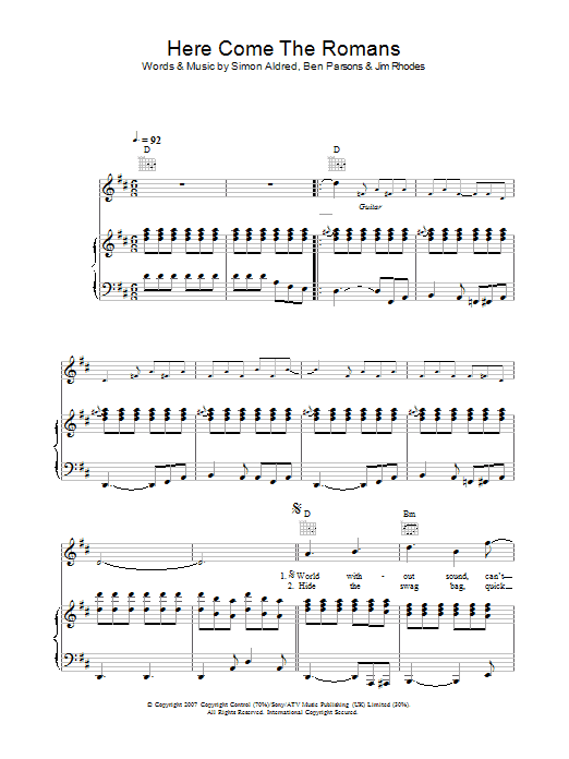 Download Cherry Ghost Here Come The Romans Sheet Music