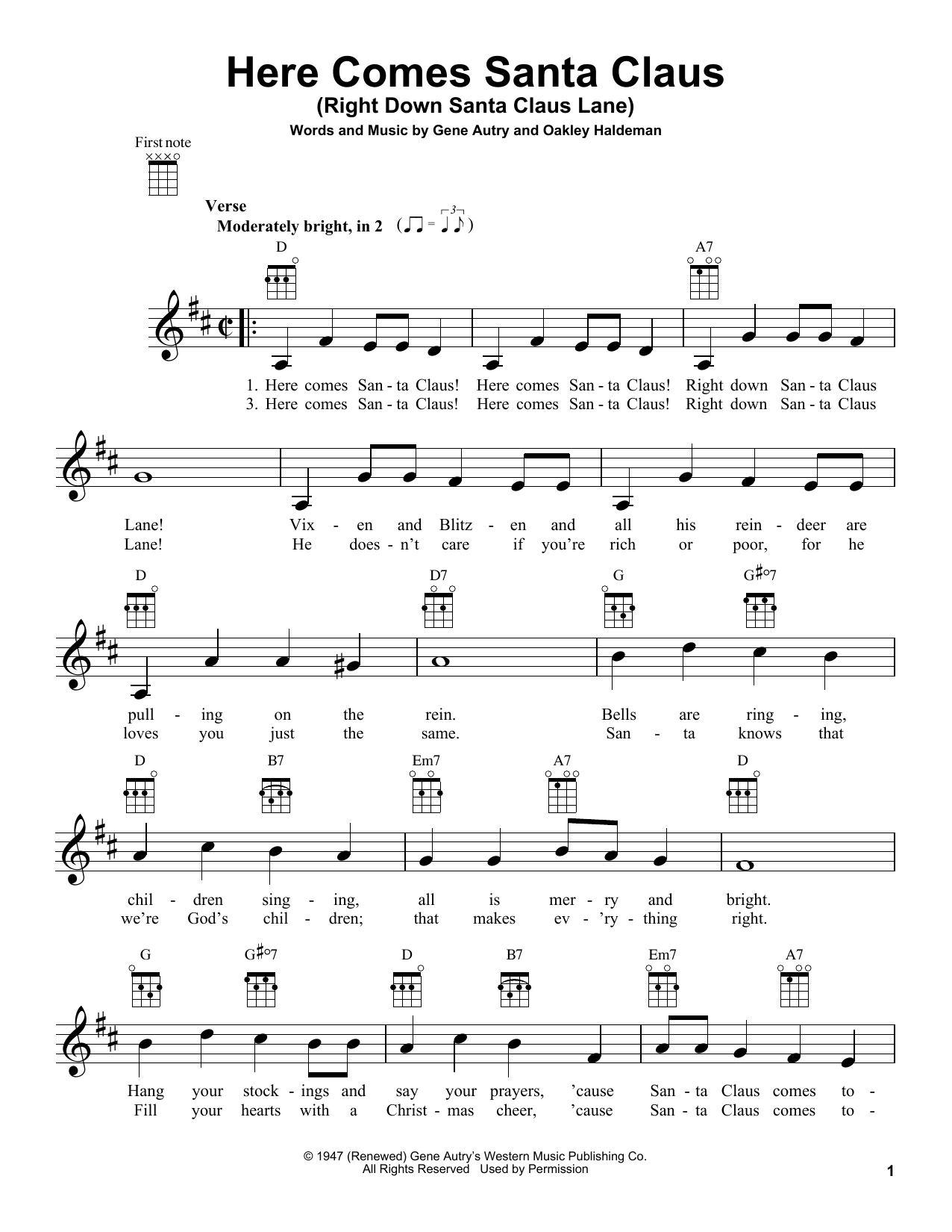 Download Carpenters Here Comes Santa Claus (Right Down Sant Sheet Music