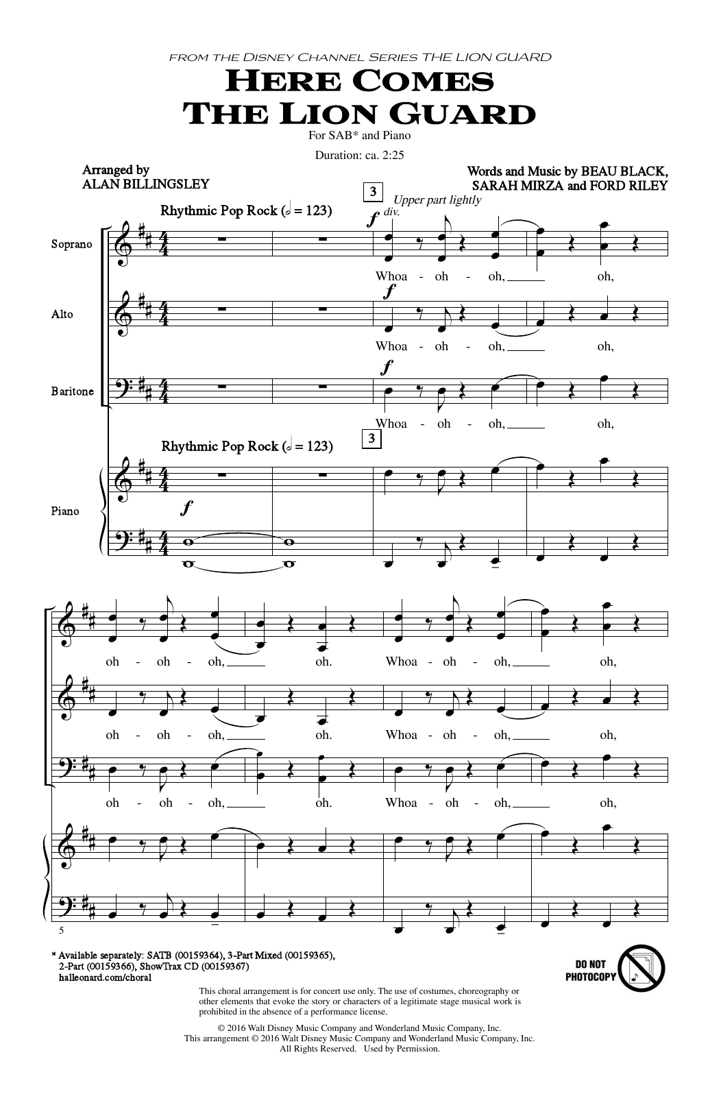 Download Alan Billingsley Here Comes The Lion Guard Sheet Music