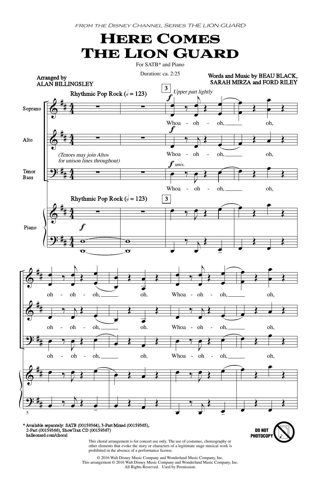 Download Alan Billingsley Here Comes The Lion Guard Sheet Music