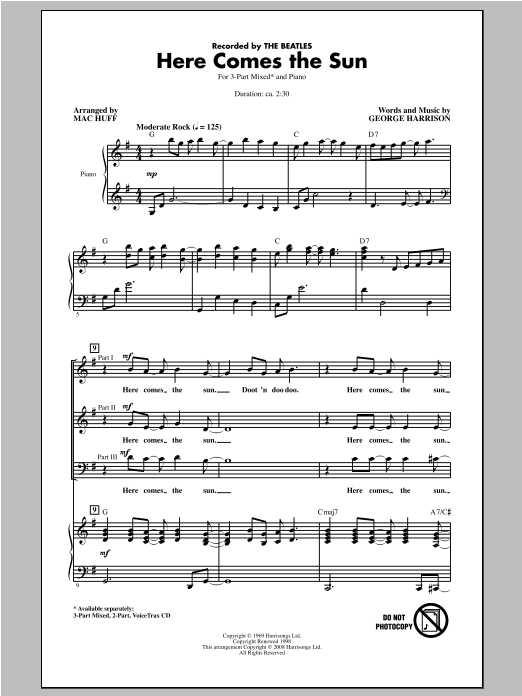 Download The Beatles Here Comes The Sun (arr. Mac Huff) Sheet Music