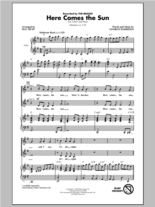 Download The Beatles Here Comes The Sun (arr. Mac Huff) Sheet Music