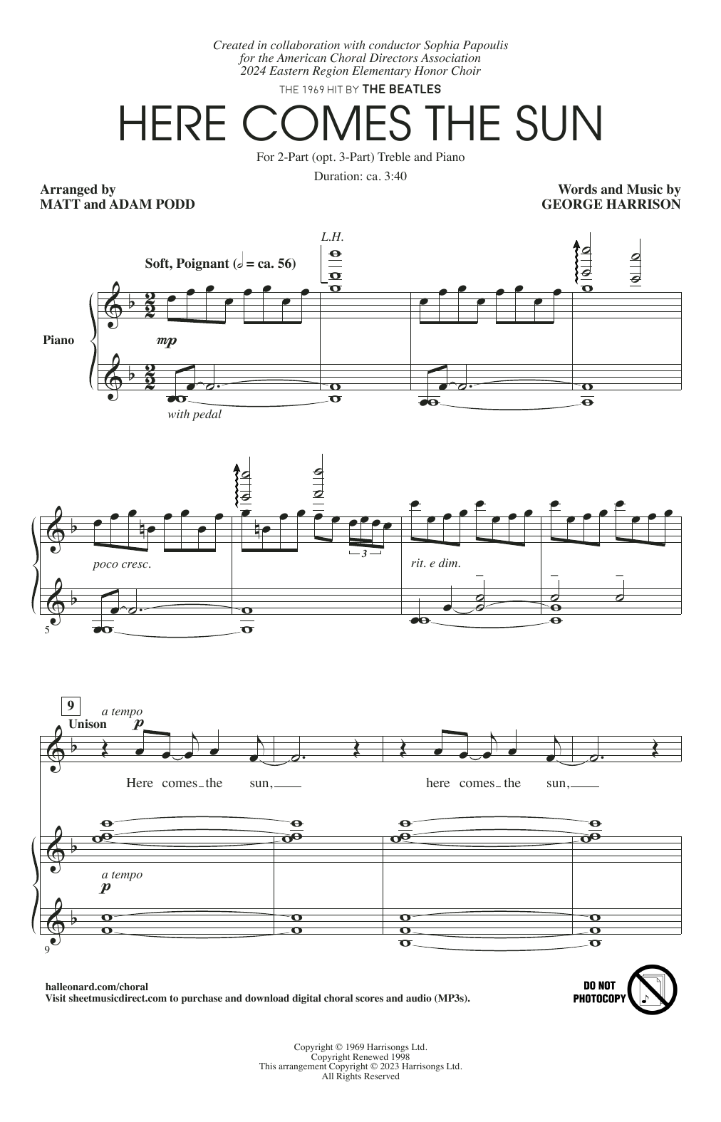 The Beatles Here Comes The Sun (arr. Matt and Adam Podd) sheet music notes printable PDF score