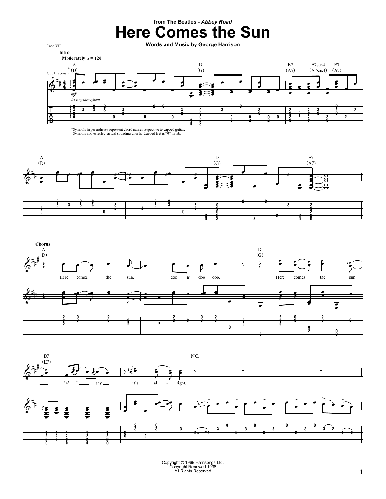 Download The Beatles Here Comes The Sun Sheet Music