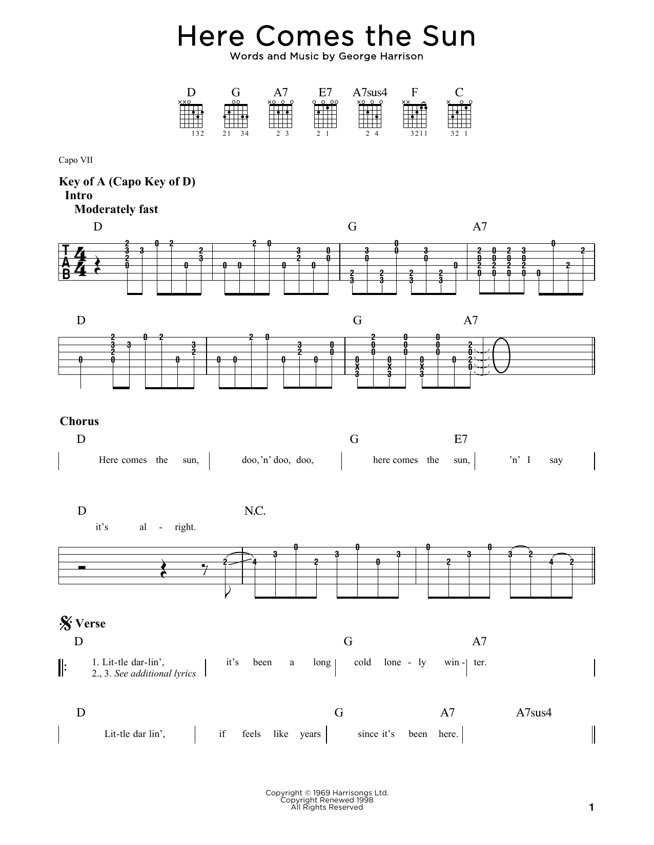 Download The Beatles Here Comes The Sun Sheet Music