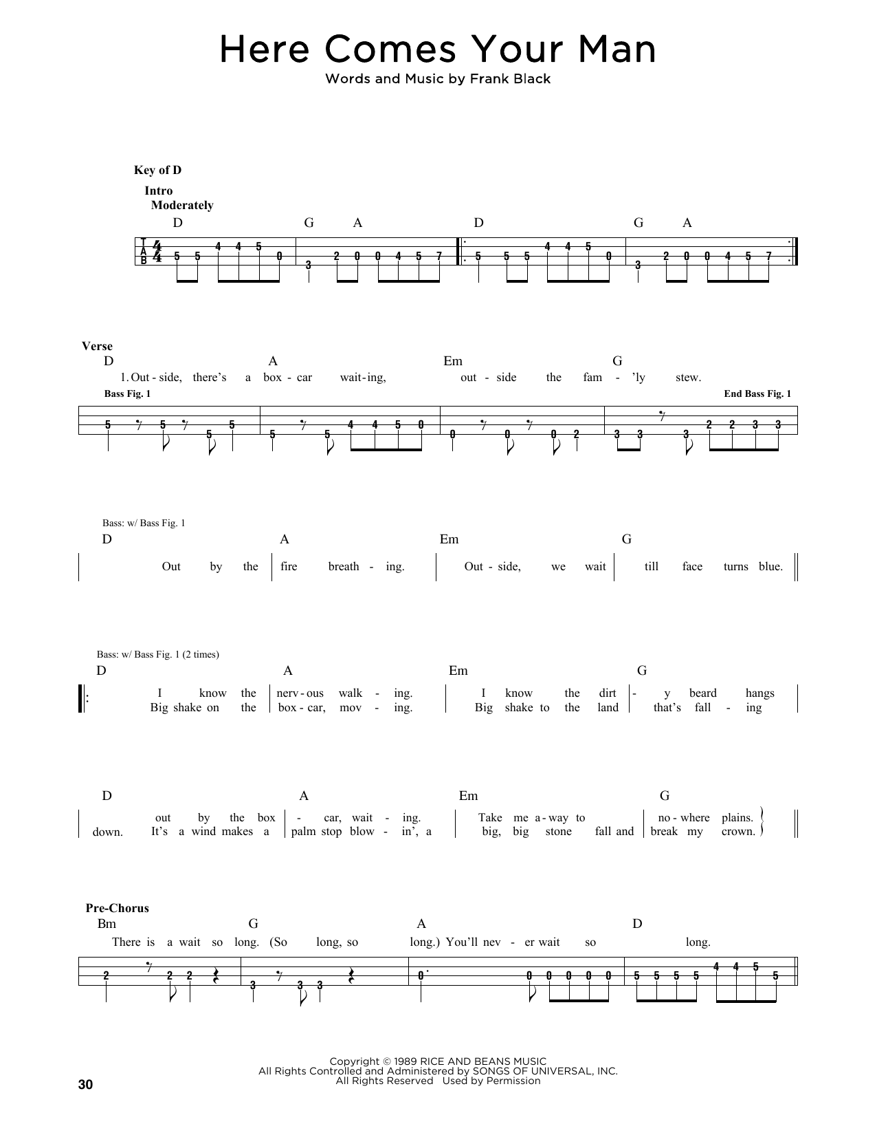 Download The Pixies Here Comes Your Man Sheet Music
