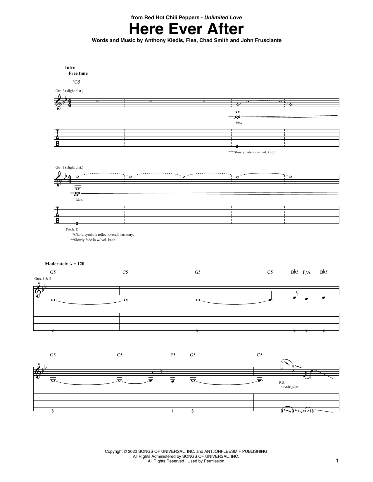 Download Red Hot Chili Peppers Here Ever After Sheet Music