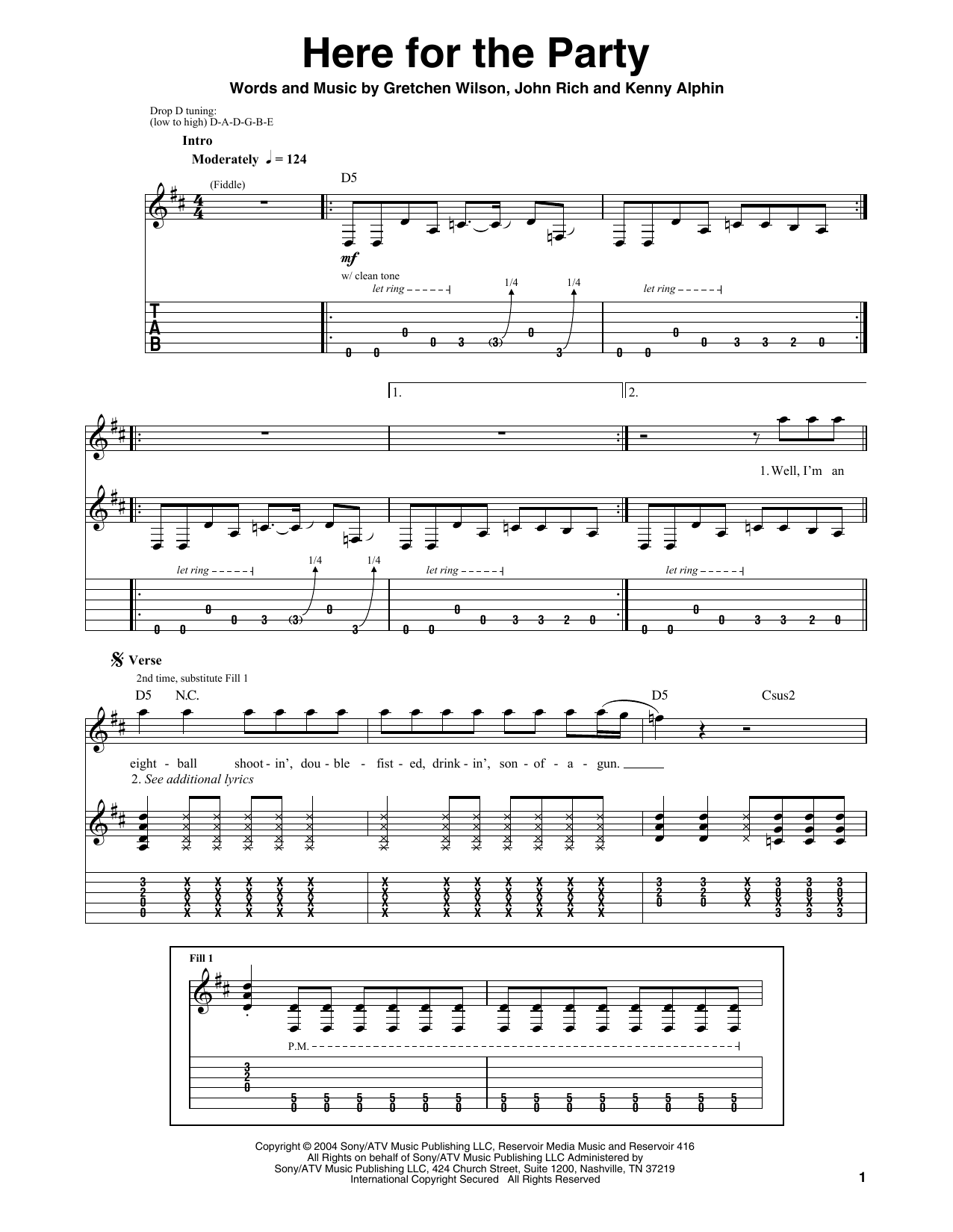 Download Gretchen Wilson Here For The Party Sheet Music
