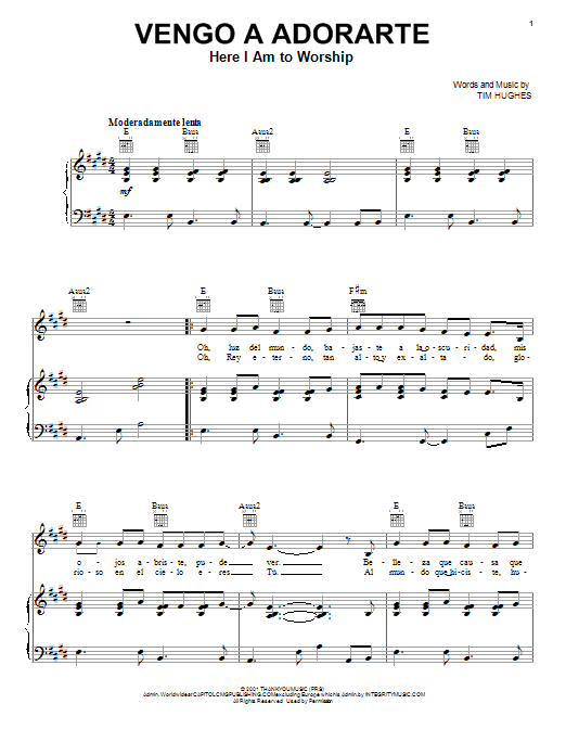 Download Tim Hughes Here I Am To Worship Light Of The World Sheet Music
