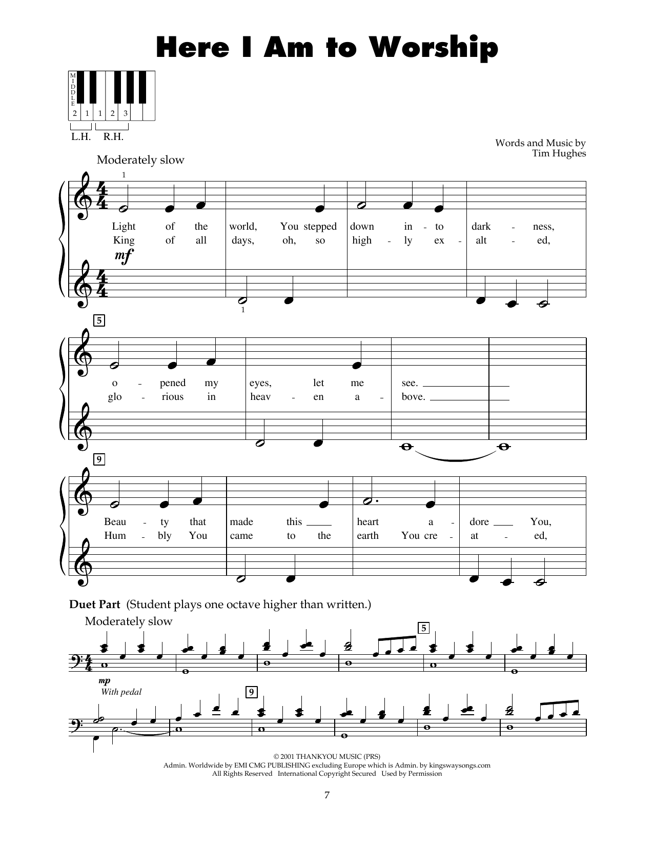 Tim Hughes Here I Am To Worship (Light Of The World) sheet music notes printable PDF score