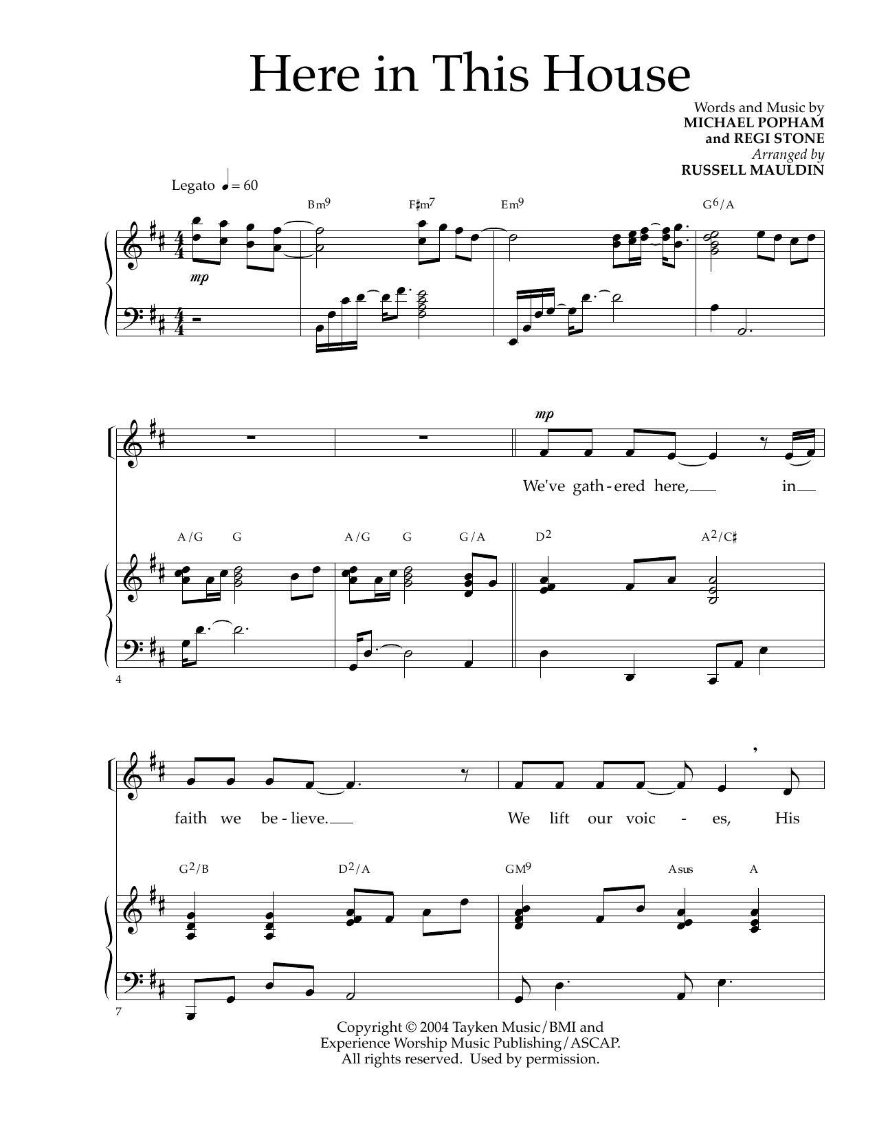 Download Michael Popham and Regi Stone Here In This House (arr. Russell Mauldi Sheet Music