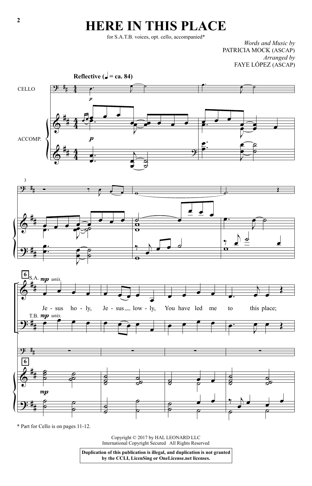 Download Patricia Mock Here In This Place (arr. Faye Lopez) Sheet Music