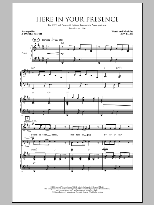 Download J. Daniel Smith Here In Your Presence Sheet Music