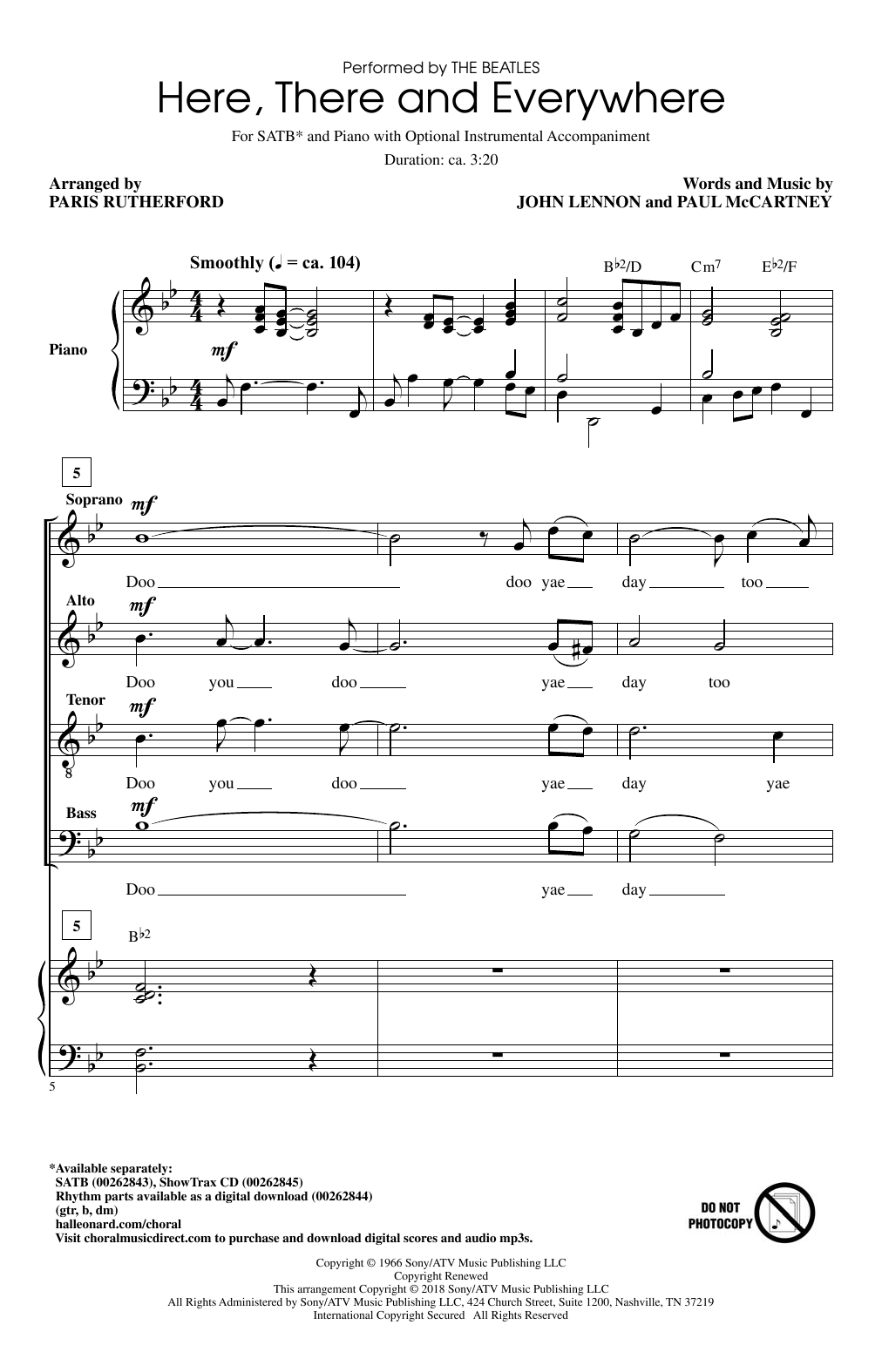 Download Paris Rutherford Here, There And Everywhere Sheet Music