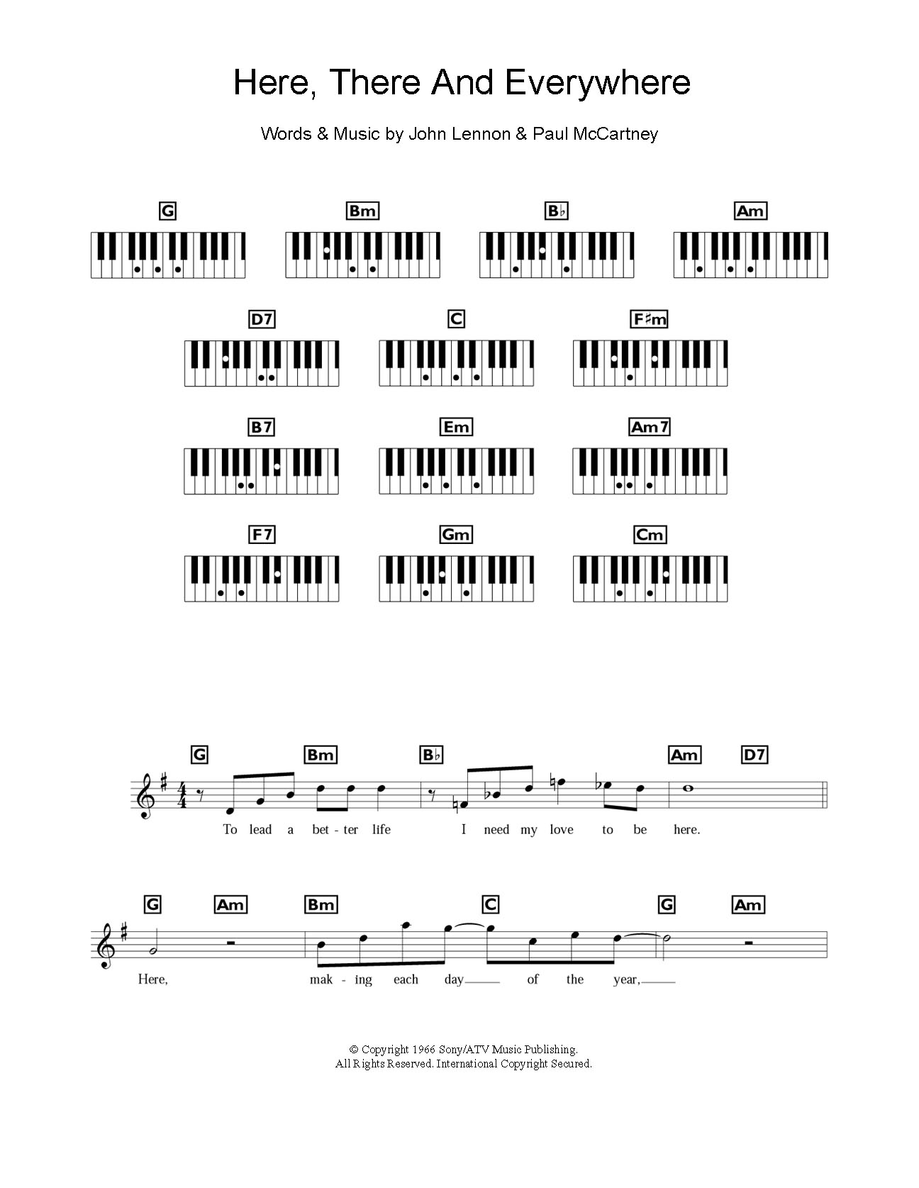 Download The Beatles Here, There And Everywhere Sheet Music