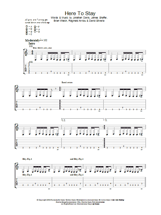 Download Korn Here To Stay Sheet Music