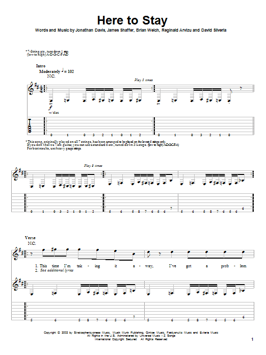 Download Korn Here To Stay Sheet Music