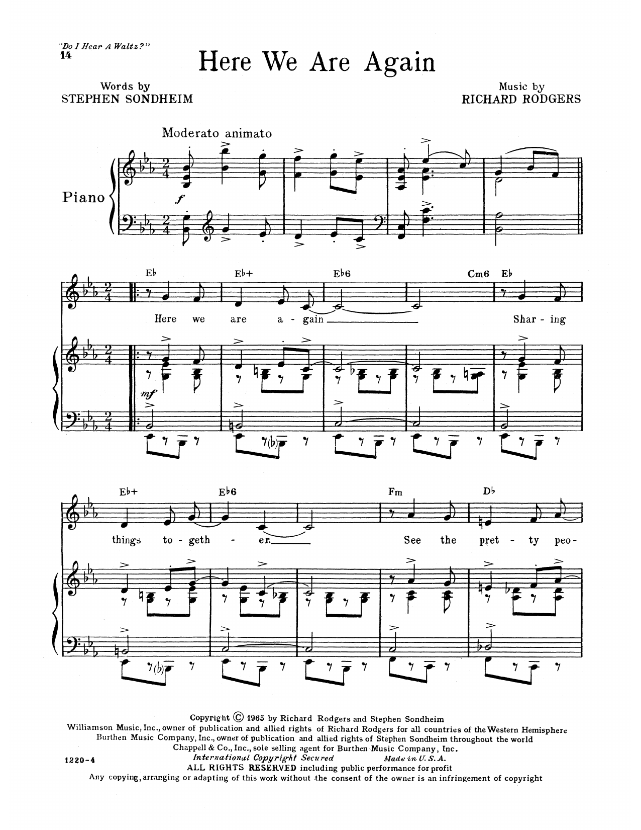 Download Richard Rodgers & Stephen Sondheim Here We Are Again (from Do I Hear A Wal Sheet Music