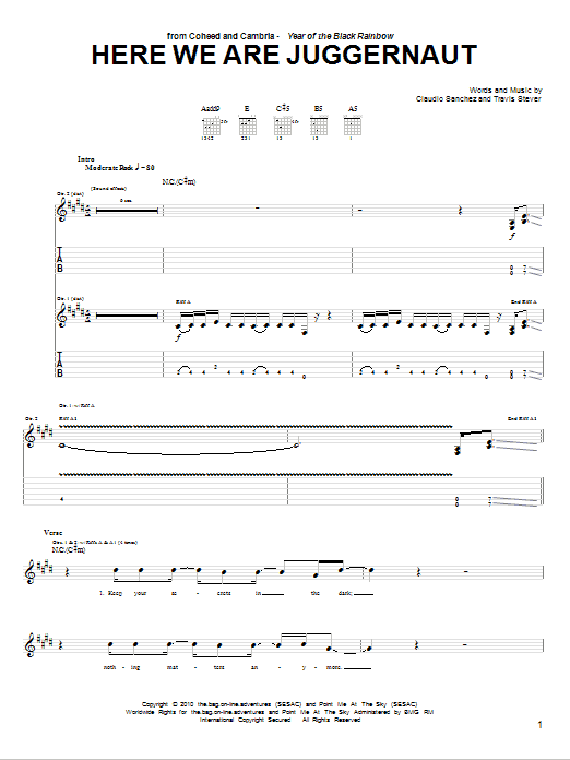 Download Coheed And Cambria Here We Are Juggernaut Sheet Music