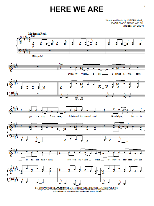 Download The Fray Here We Are Sheet Music