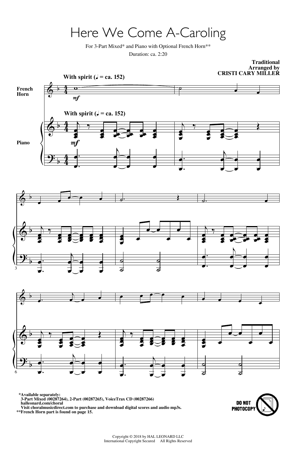Download Cristi Cary Miller Here We Come A-Caroling Sheet Music