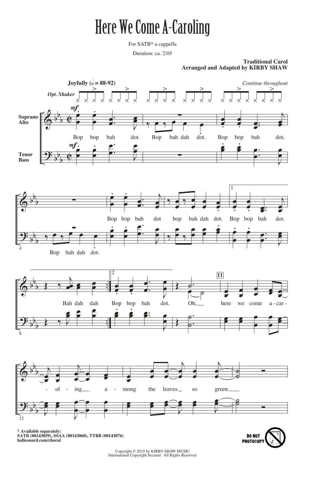 Download Kirby Shaw Here We Come A-Caroling Sheet Music