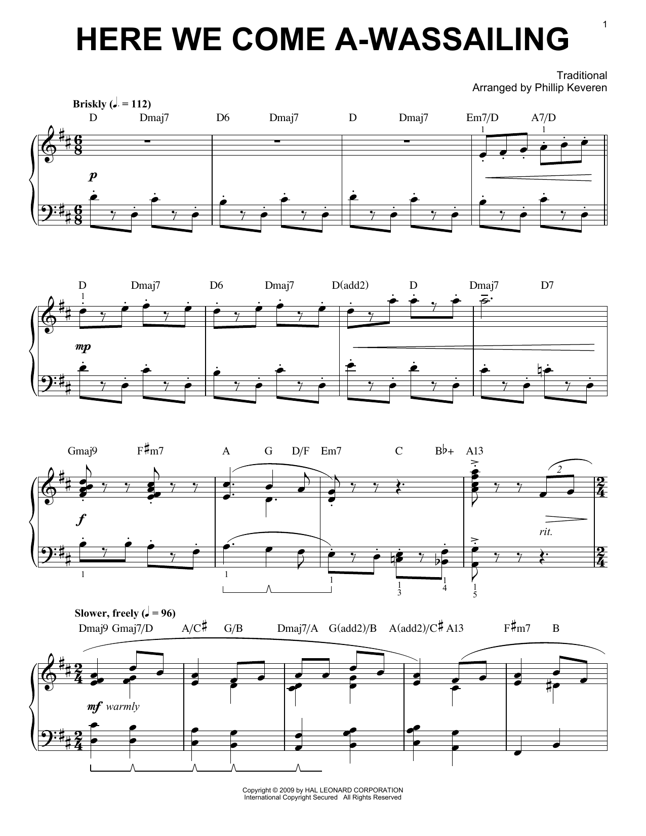 Download Traditional Here We Come A-Wassailing [Jazz version Sheet Music