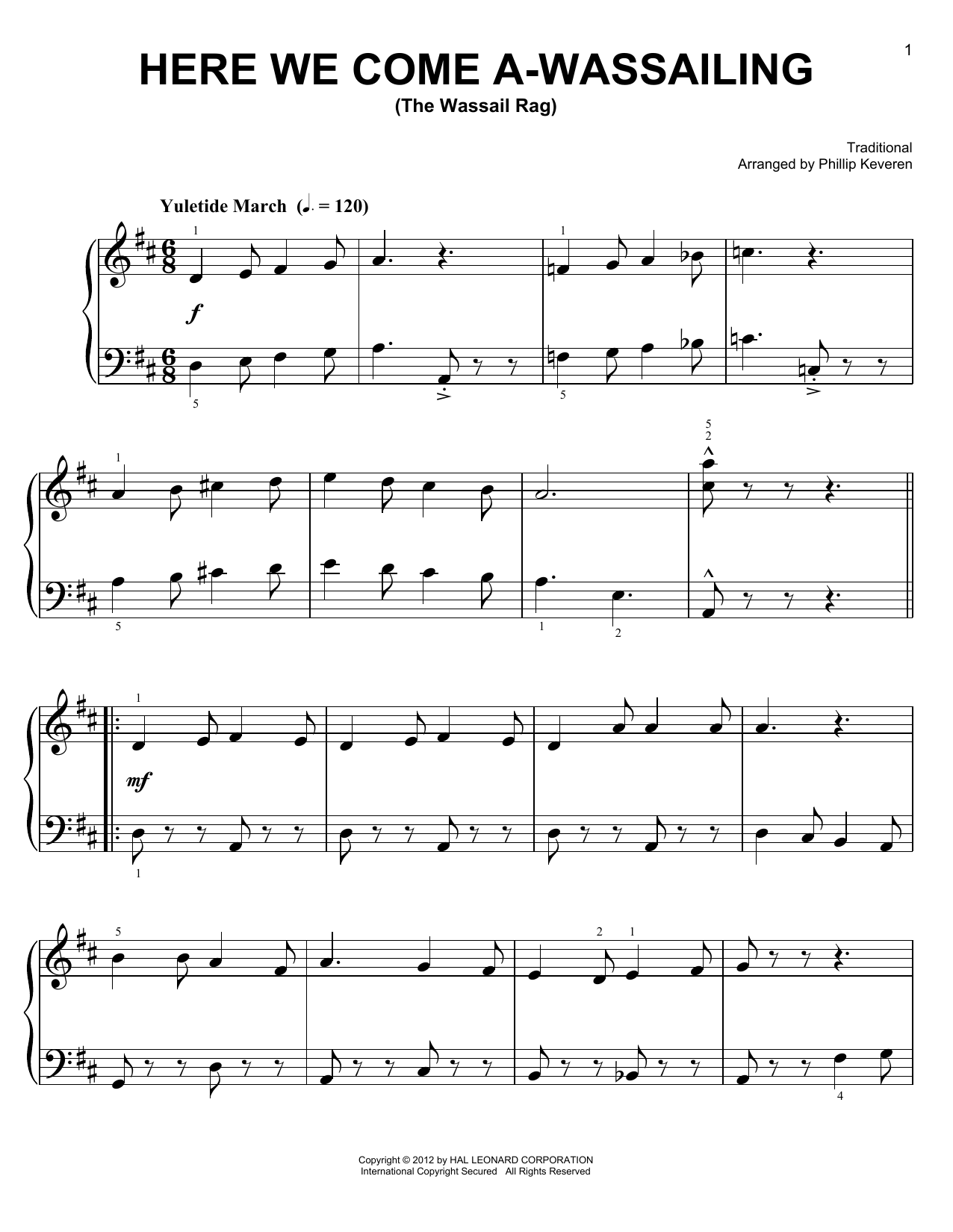 Download Traditional Here We Come A-Wassailing [Ragtime vers Sheet Music