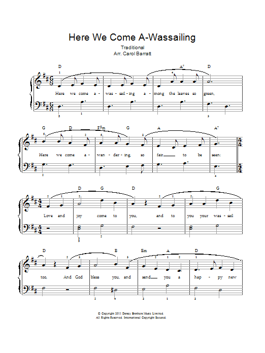 Download Christmas Carol Here We Come A-Wassailing Sheet Music