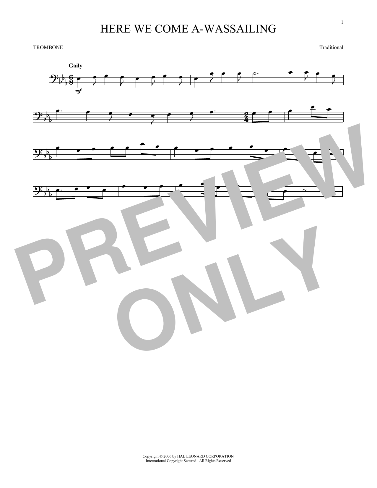 Download Traditional Here We Come A-Wassailing Sheet Music