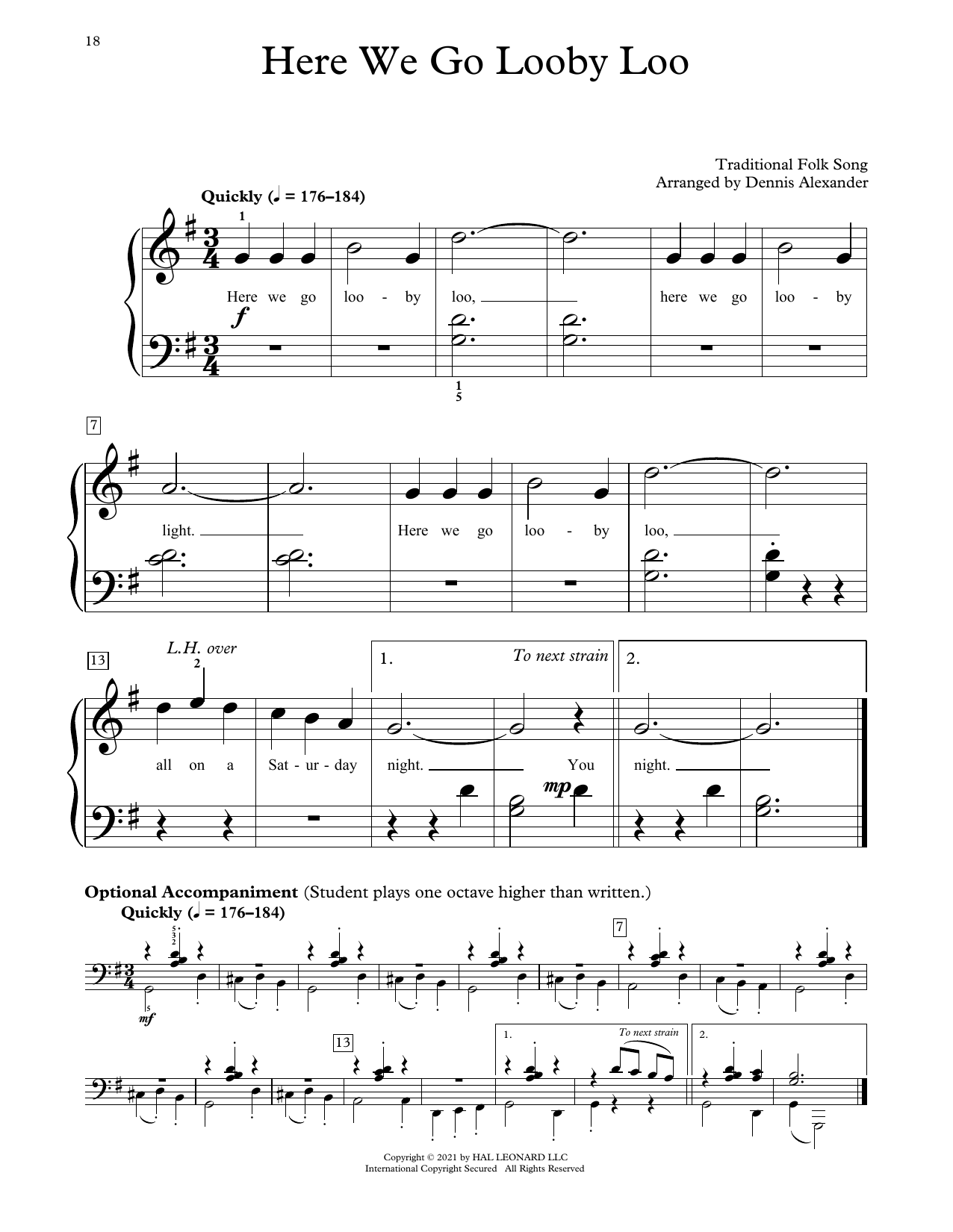 Download Traditional Folk Song Here We Go Looby Loo (arr. Dennis Alexa Sheet Music