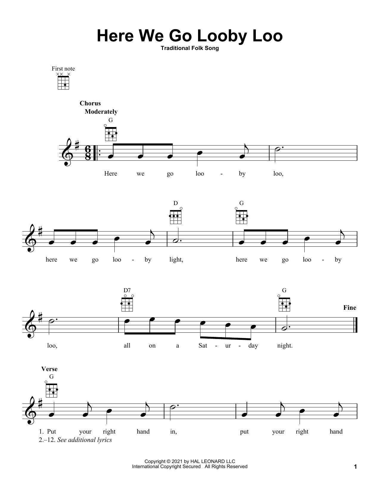 Download Traditional Folk Song Here We Go Looby Loo Sheet Music