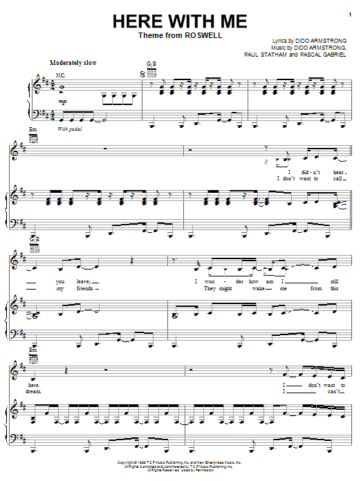 Download Dido Here With Me Sheet Music