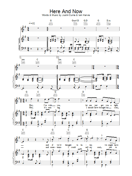 Del Amitri Here And Now sheet music notes printable PDF score
