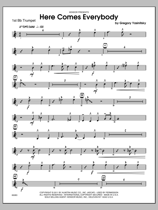 Download Yasinitsky Here Comes Everybody - 1st Bb Trumpet Sheet Music