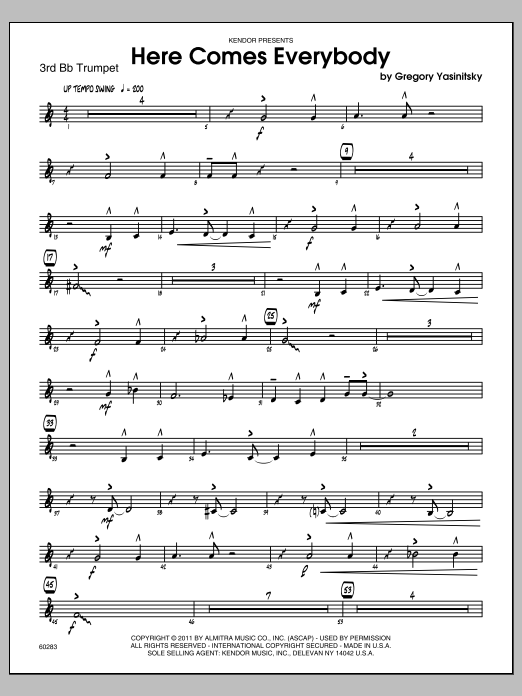 Download Yasinitsky Here Comes Everybody - 3rd Bb Trumpet Sheet Music