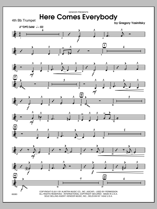 Download Yasinitsky Here Comes Everybody - 4th Bb Trumpet Sheet Music