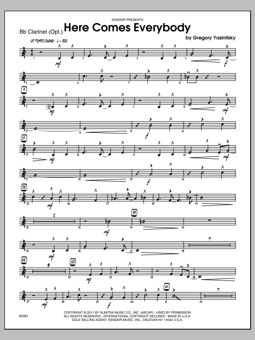 Download Yasinitsky Here Comes Everybody - Bb Clarinet Sheet Music