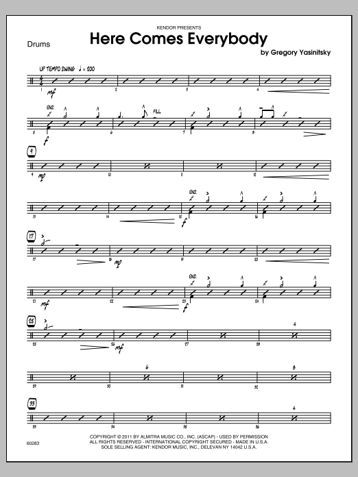Download Yasinitsky Here Comes Everybody - Drums Sheet Music