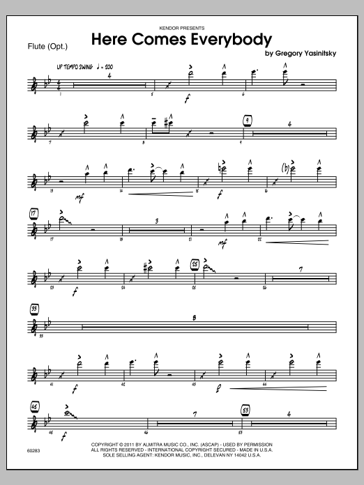 Download Yasinitsky Here Comes Everybody - Flute Sheet Music