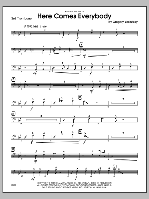 Download Yasinitsky Here Comes Everybody - Trombone 3 Sheet Music