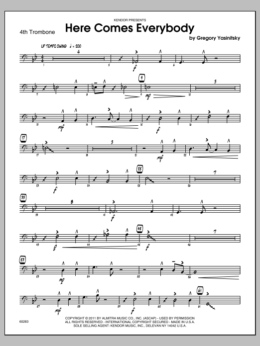 Download Yasinitsky Here Comes Everybody - Trombone 4 Sheet Music