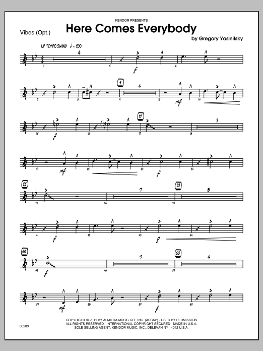 Download Yasinitsky Here Comes Everybody - Vibes Sheet Music