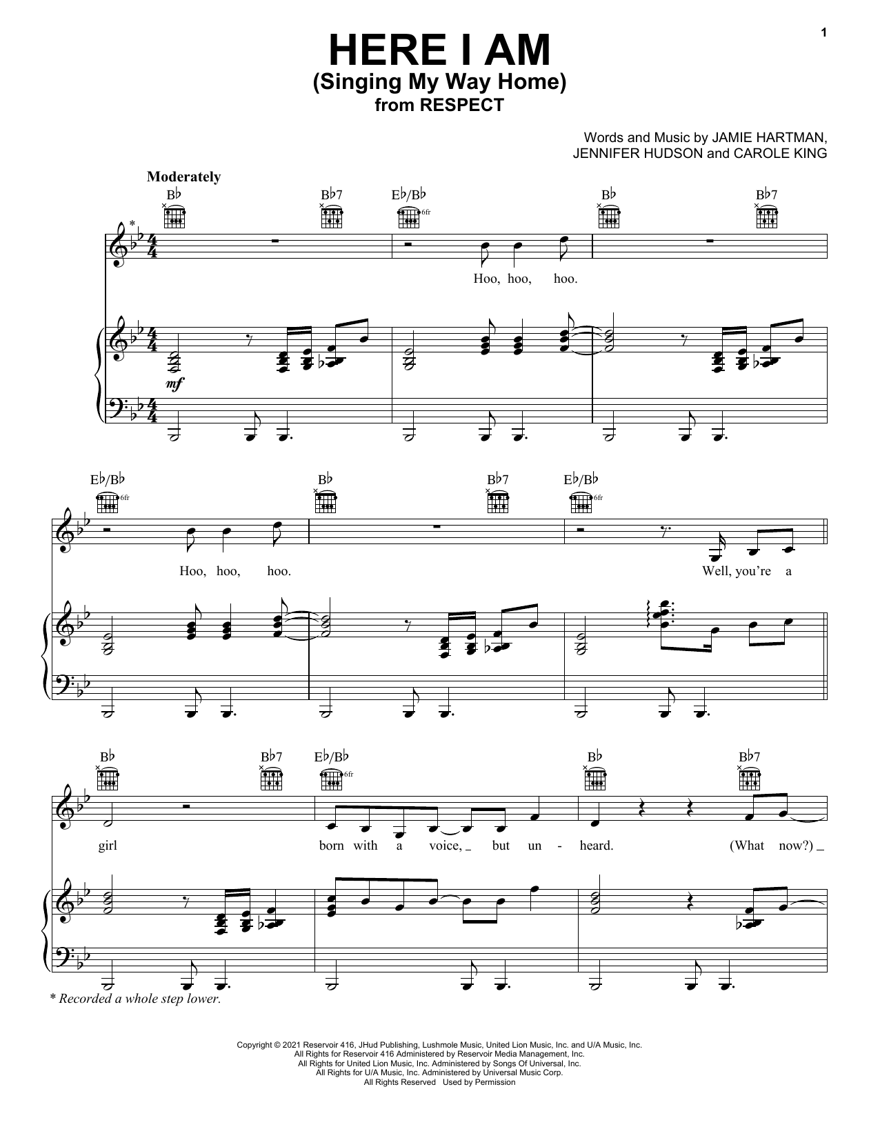 Jennifer Hudson Here I Am (Singing My Way Home) (from Respect) sheet music notes printable PDF score